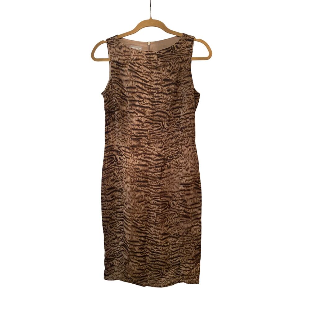 Vintage LIZ CLAIBORNE | Brown Zebra Sheath Cocktail Dress | US Size 6